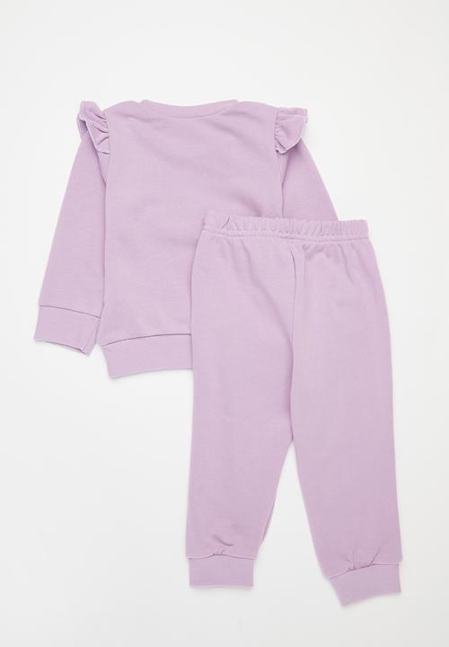 Pop Candy - Frilled sweat top and pants set - purple