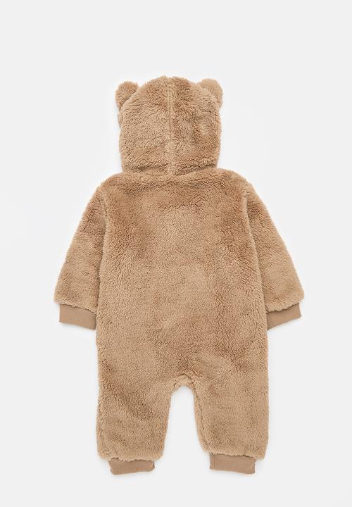 Pop Candy - Hooded fleece romper - brown