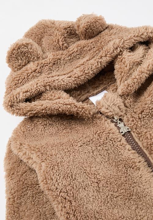 Pop Candy - Hooded fleece romper - brown