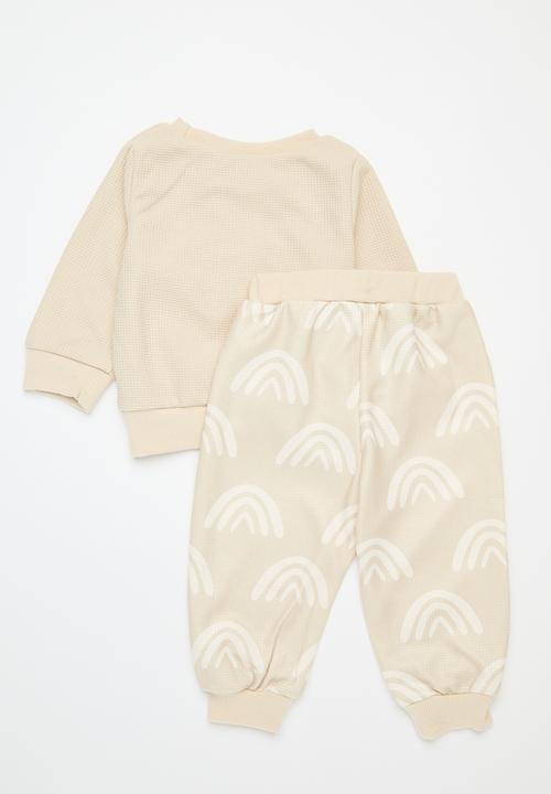 Pop Candy - Printed sweat top and pant set - beige