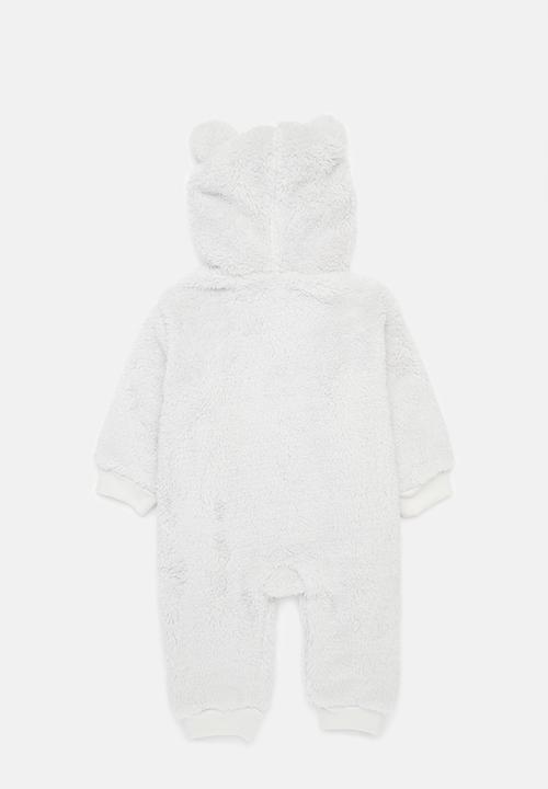 Pop Candy - Hooded fleece romper - white