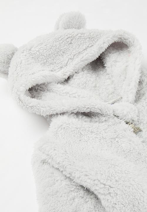 Pop Candy - Hooded fleece romper - white