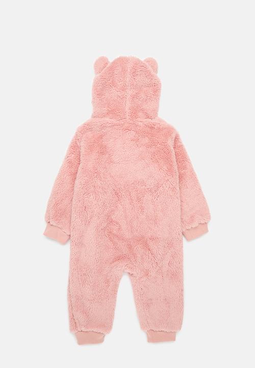 Pop Candy - Hooded fleece romper - pink