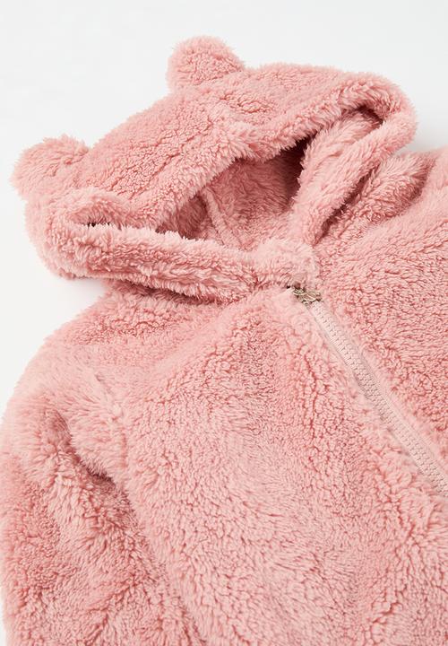 Pop Candy - Hooded fleece romper - pink