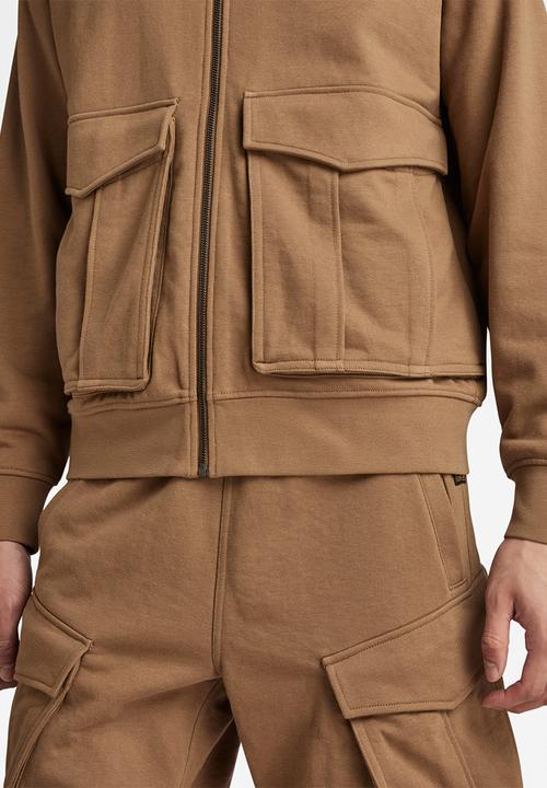 G-STAR - Rovic zip through loose sw dry ashor sweat r o ub  - dk fawn