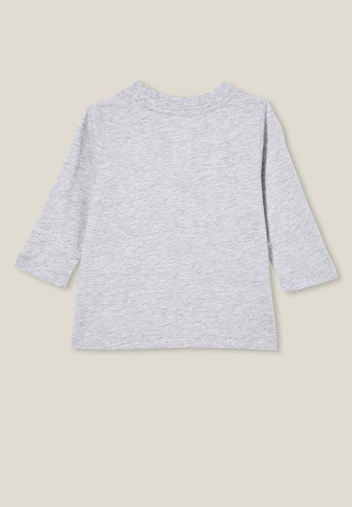 Cotton On - Jamie long sleeve tee - cloud marle/bro embroidered