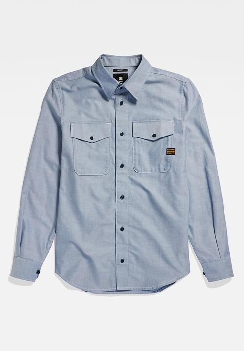 G-STAR - Marine slim shirt long sleeve state oxford - nitro/white oxford