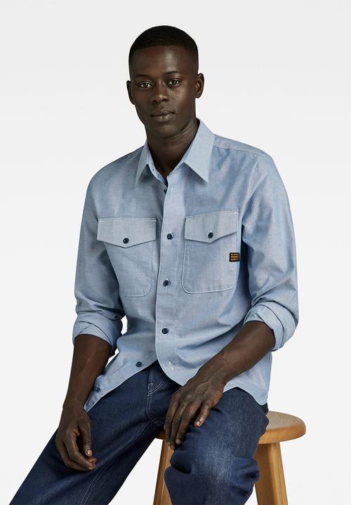 G-STAR - Marine slim shirt long sleeve state oxford - nitro/white oxford