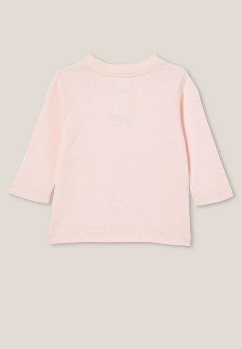 Cotton On - Jamie long sleeve tee - crystal pink/sis embroidered