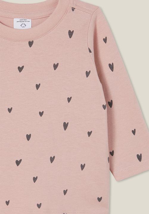 Cotton On - Jamie long sleeve tee - zephyr/sketchy hearts