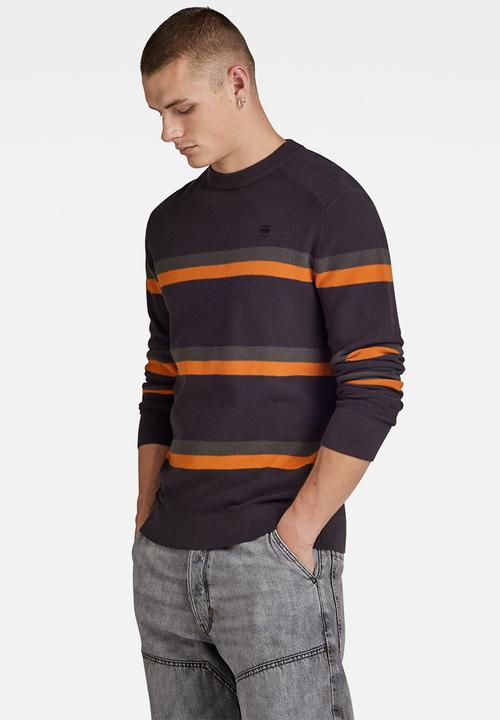 G-STAR - Stripe r knit Soft woolly knit  - grey asphalt