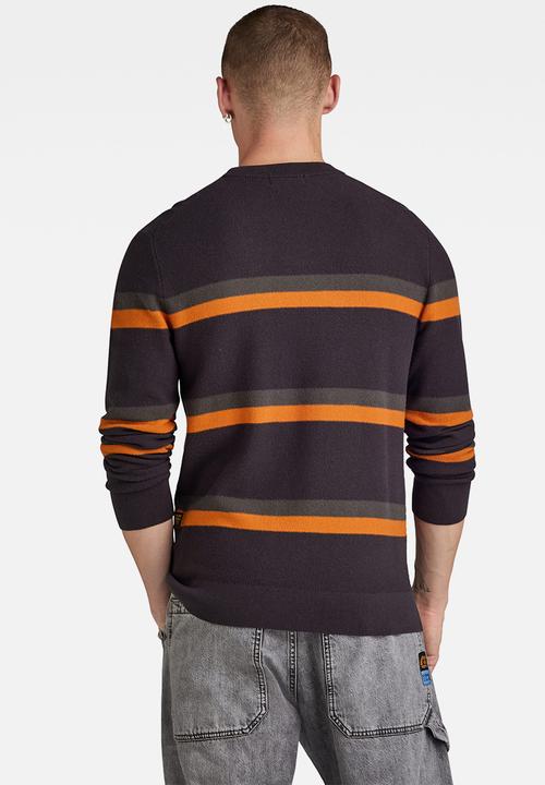 G-STAR - Stripe r knit Soft woolly knit  - grey asphalt