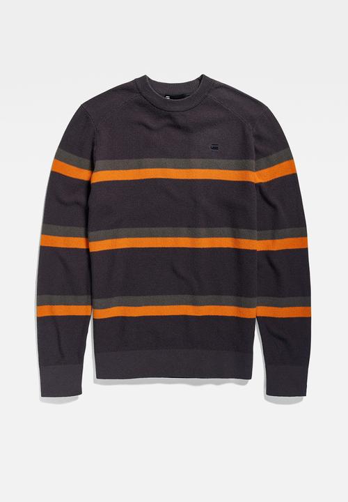 G-STAR - Stripe r knit Soft woolly knit  - grey asphalt