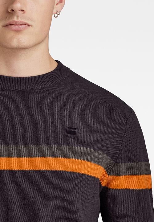G-STAR - Stripe r knit Soft woolly knit  - grey asphalt