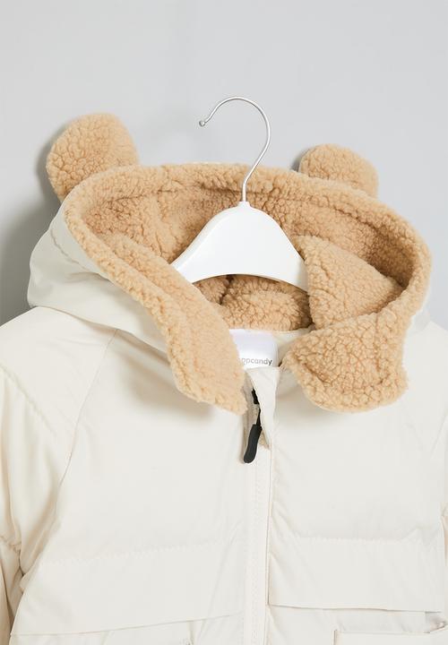 Pop Candy - Hooded puffer jacket - beige
