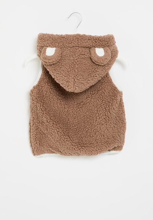 Pop Candy - Hooded sherpa vest - brown