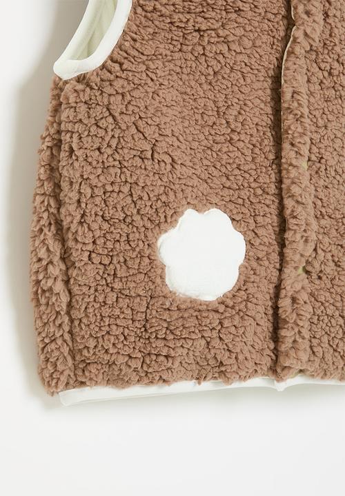 Pop Candy - Hooded sherpa vest - brown