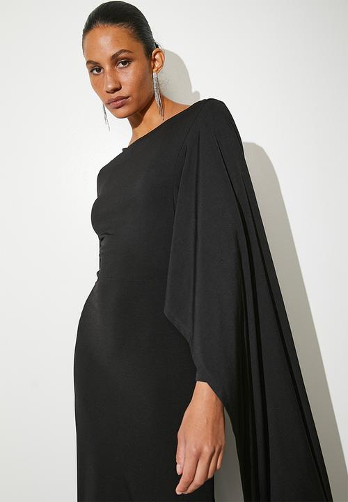 VELVET - Cape column midi dress - black
