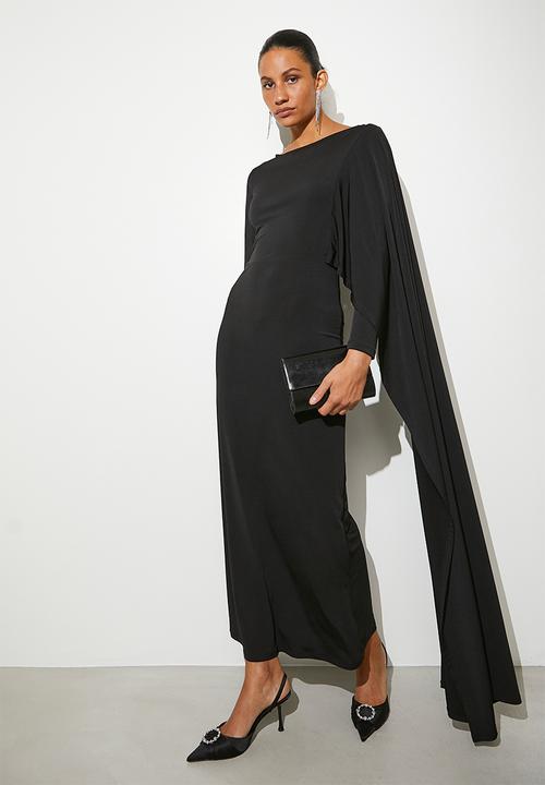VELVET - Cape column midi dress - black