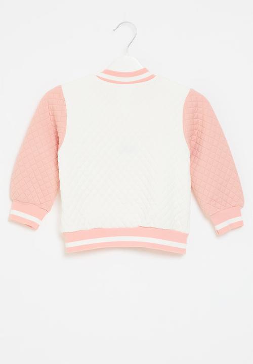 Pop Candy - Quilted baseball jacket - pink & white