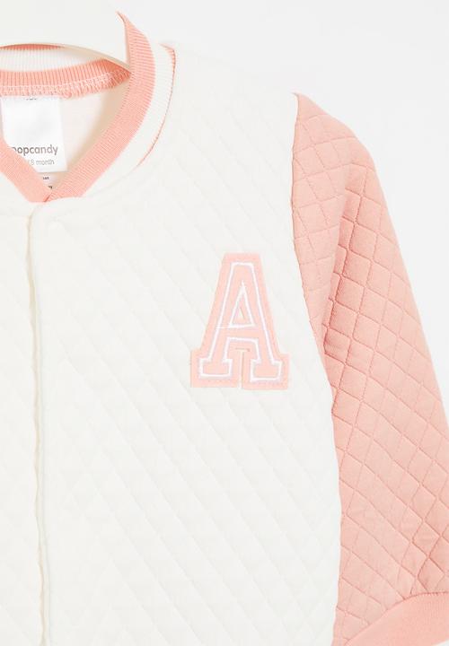 Pop Candy - Quilted baseball jacket - pink & white