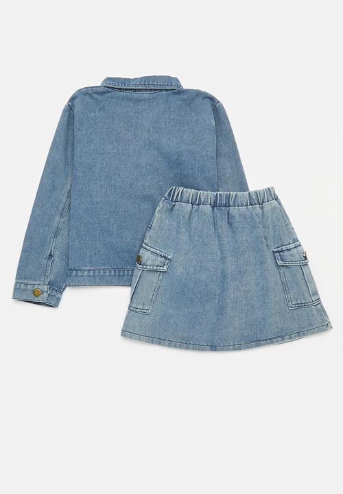 Pop Candy - Denim jacket and skirt set - blue