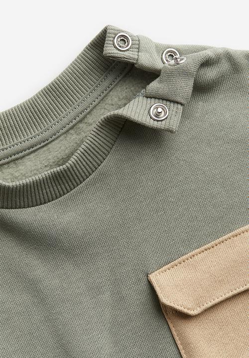 H&M - Cotton sweatshirt - green & beige