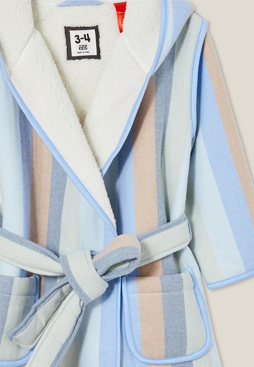 Cotton On - Boys flannel hooded gown - multi/candy stripe