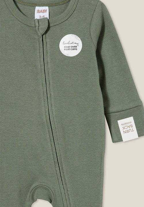 Cotton On - The long sleeve rib romper - swag green