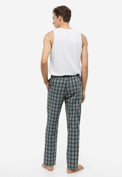 H&M - Regular fit pyjama bottoms - light khaki green/checked