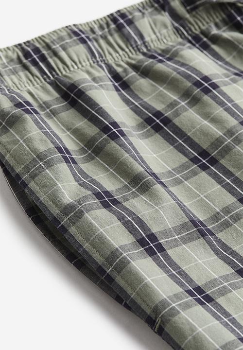 H&M - Regular fit pyjama bottoms - light khaki green/checked