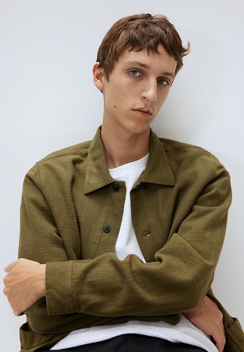 H&M - Regular fit cotton overshirt - dark khaki green