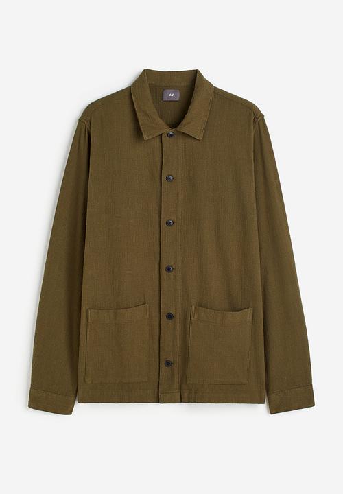 H&M - Regular fit cotton overshirt - dark khaki green