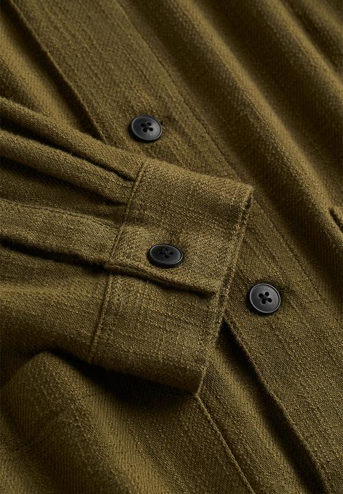 H&M - Regular fit cotton overshirt - dark khaki green