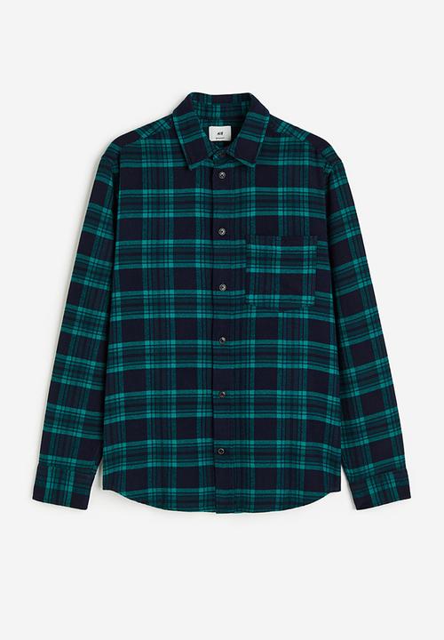 H&M - Regular fit flannel shirt - dark blue/checked