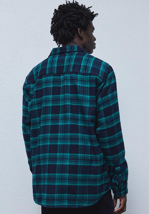 H&M - Regular fit flannel shirt - dark blue/checked