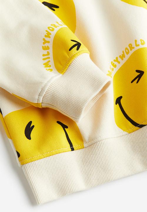 H&M - Printed hoodie - white & yellow