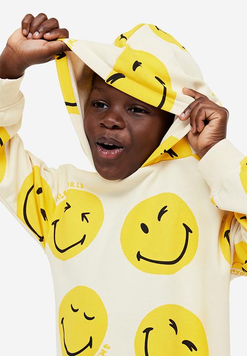 H&M - Printed hoodie - white & yellow