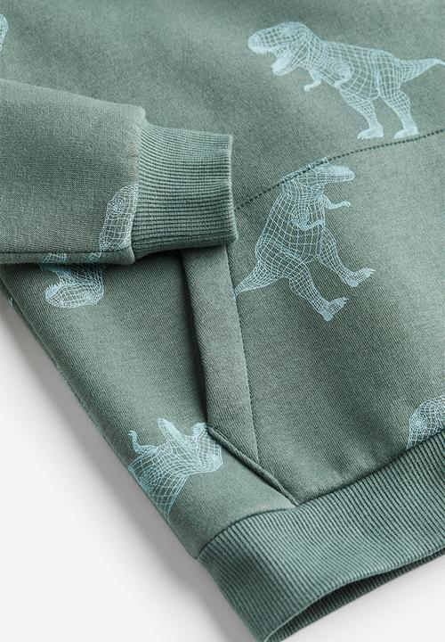 H&M - Hoodie - dusty green dinosaurs