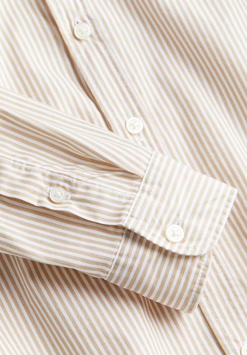 H&M - Cotton shirt - light beige striped