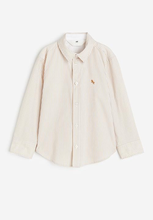H&M - Cotton shirt - light beige striped