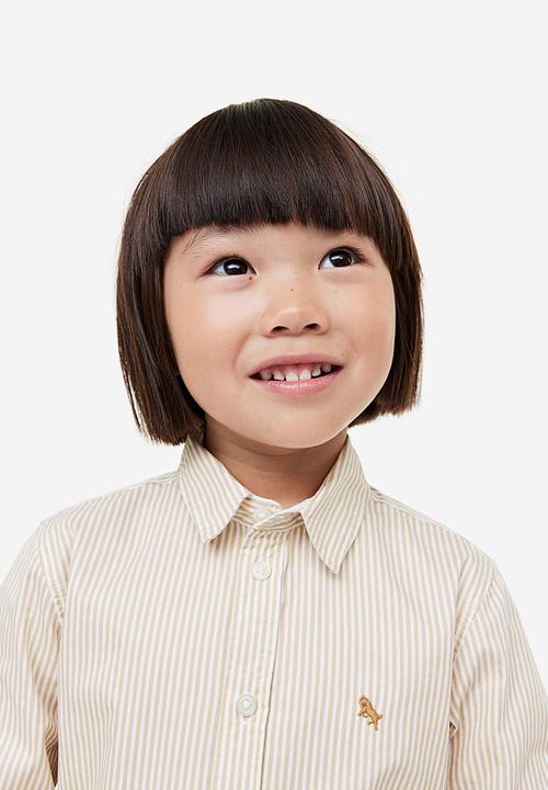 H&M - Cotton shirt - light beige striped
