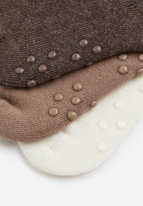 H&M - 5-Pack anti-slip terry socks - brown & beige