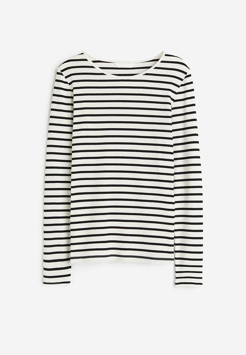 H&M - Ribbed jersey top - white striped