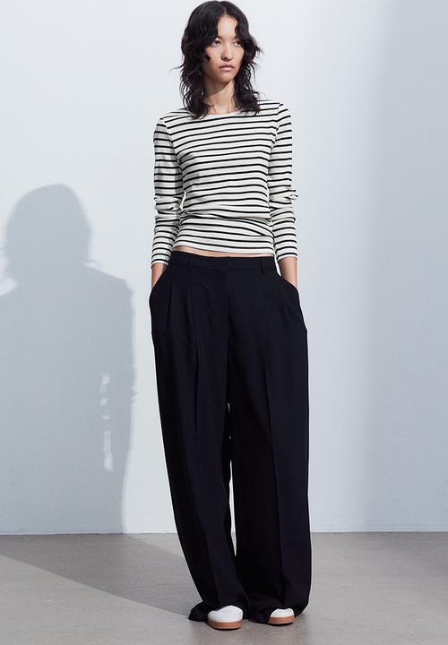 H&M - Ribbed jersey top - white striped