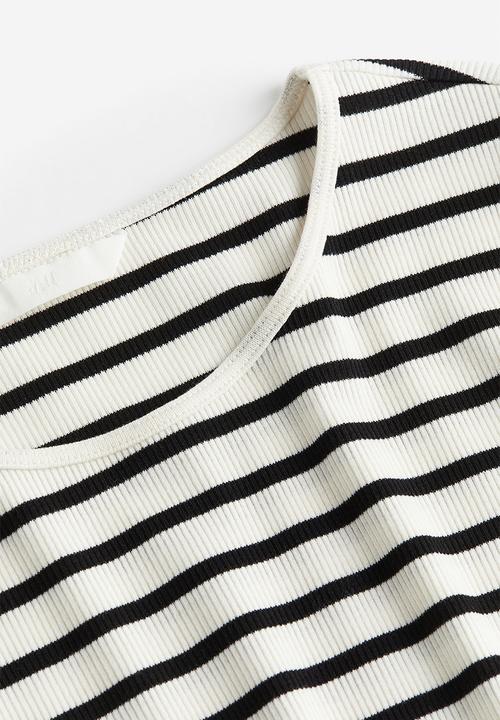 H&M - Ribbed jersey top - white striped