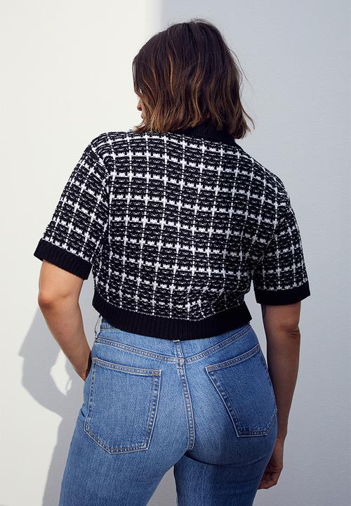 H&M - Collared cardigan - black checked