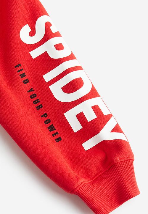 H&M - Printed zip-through hoodie - red & spider-man