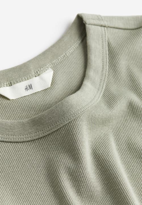 H&M - Ribbed modal-blend top - light khaki green
