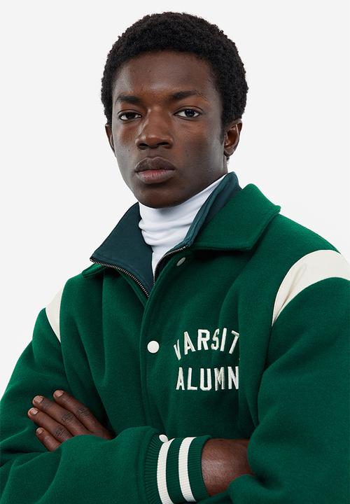 H&M - Loose fit varsity jacket - dark green/varsity alumni